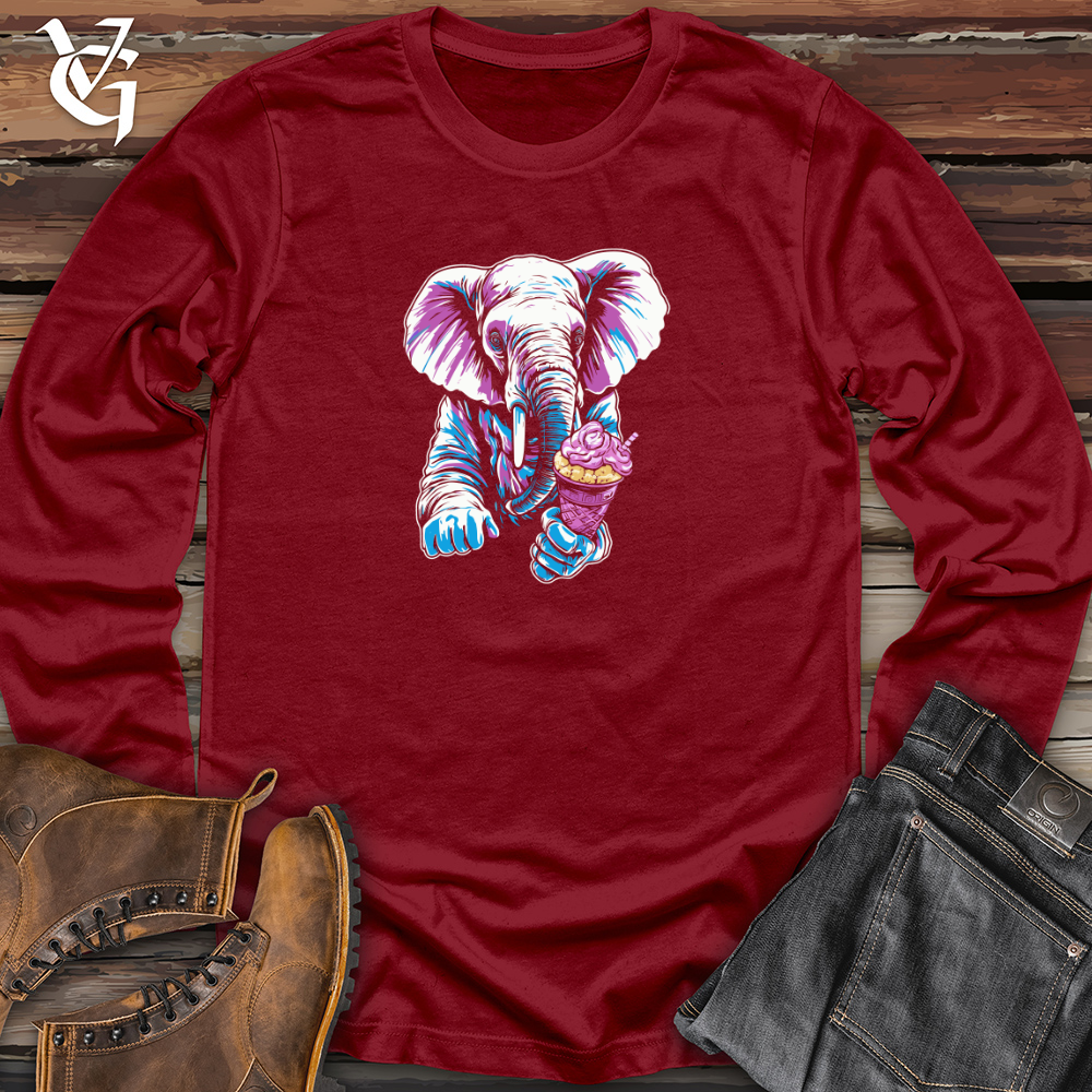 Viking Goods Retro Cosmic Ice Cream Elephant Long Sleeve Cardinal / L