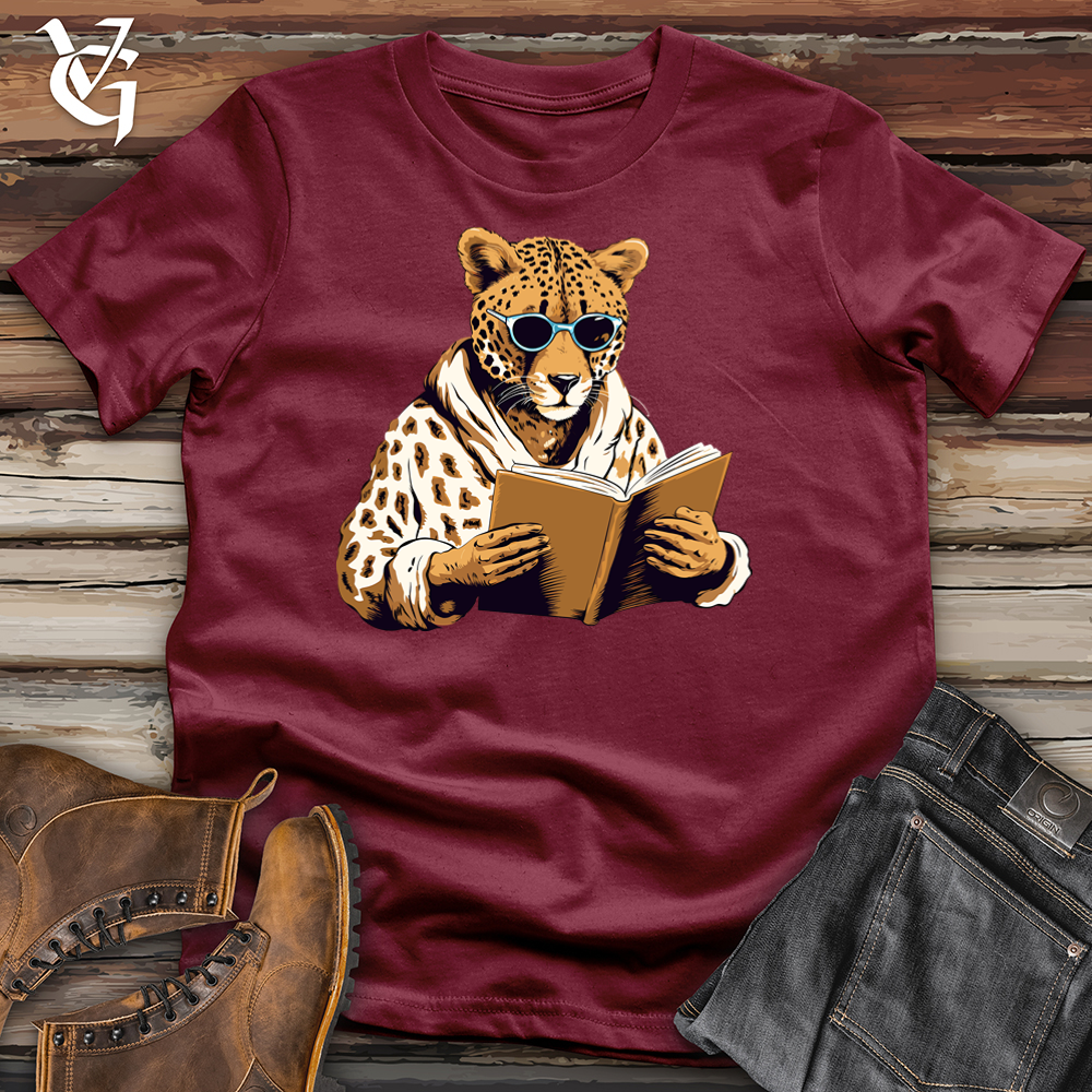 Viking Goods Retro Reader Cheetah Cotton Tee Cardinal / L