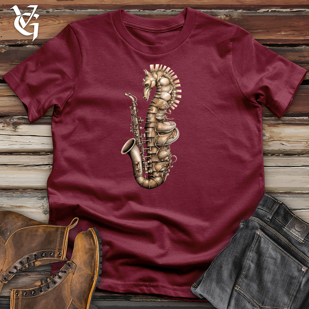 Viking Goods Seahorse Saxophone Cotton Tee Cardinal / L