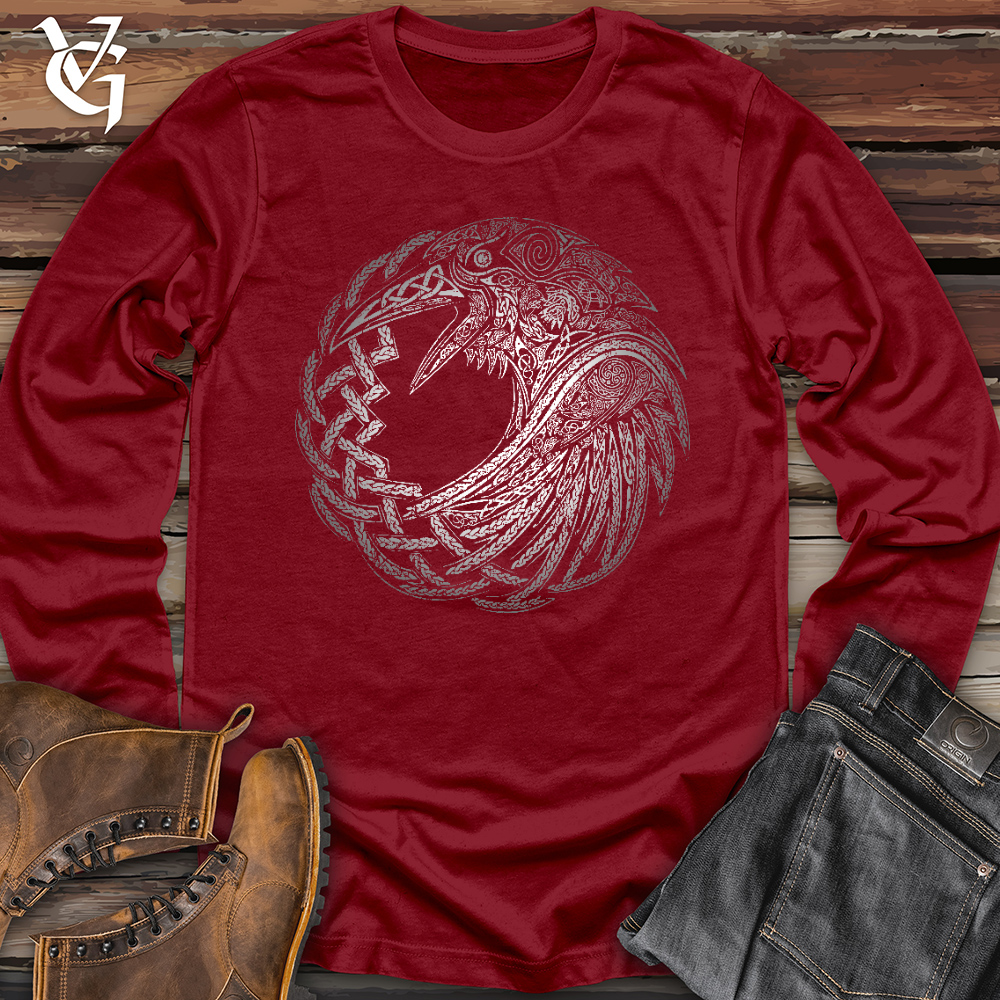Viking Goods Silver Glass Raven Long Sleeve Cardinal / L