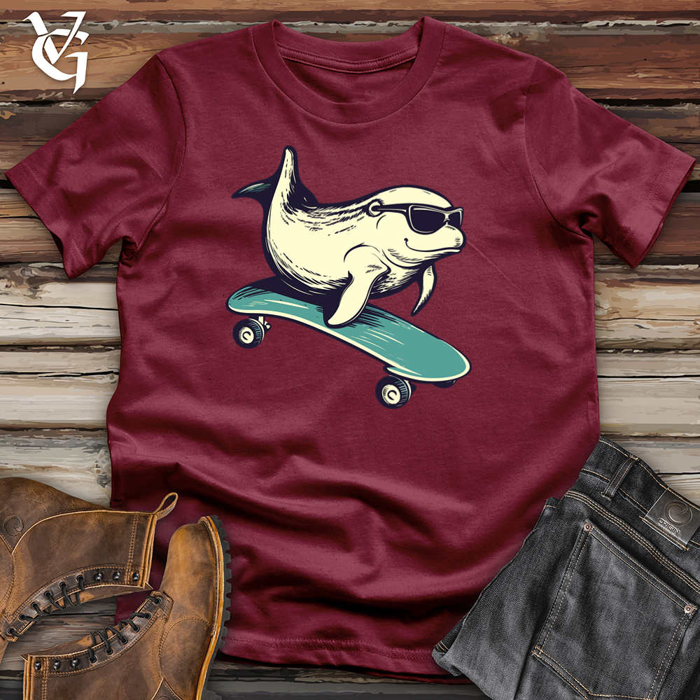 Viking Goods Skateboard Surfer Whale Cotton Tee Cardinal / L