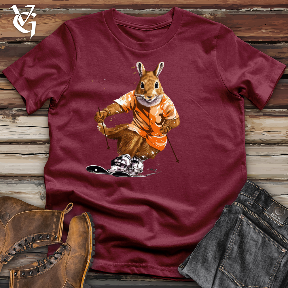 Viking Goods Skiing Squirrel Cotton Tee Cardinal / L