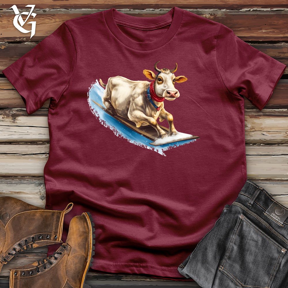 Viking Goods Sledding Cow Cotton Tee Cardinal / L