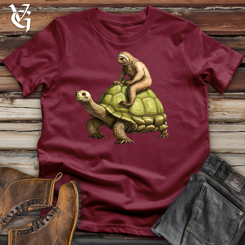 Viking Goods Sloth Riding The Turtle Cotton Tee Cardinal / L