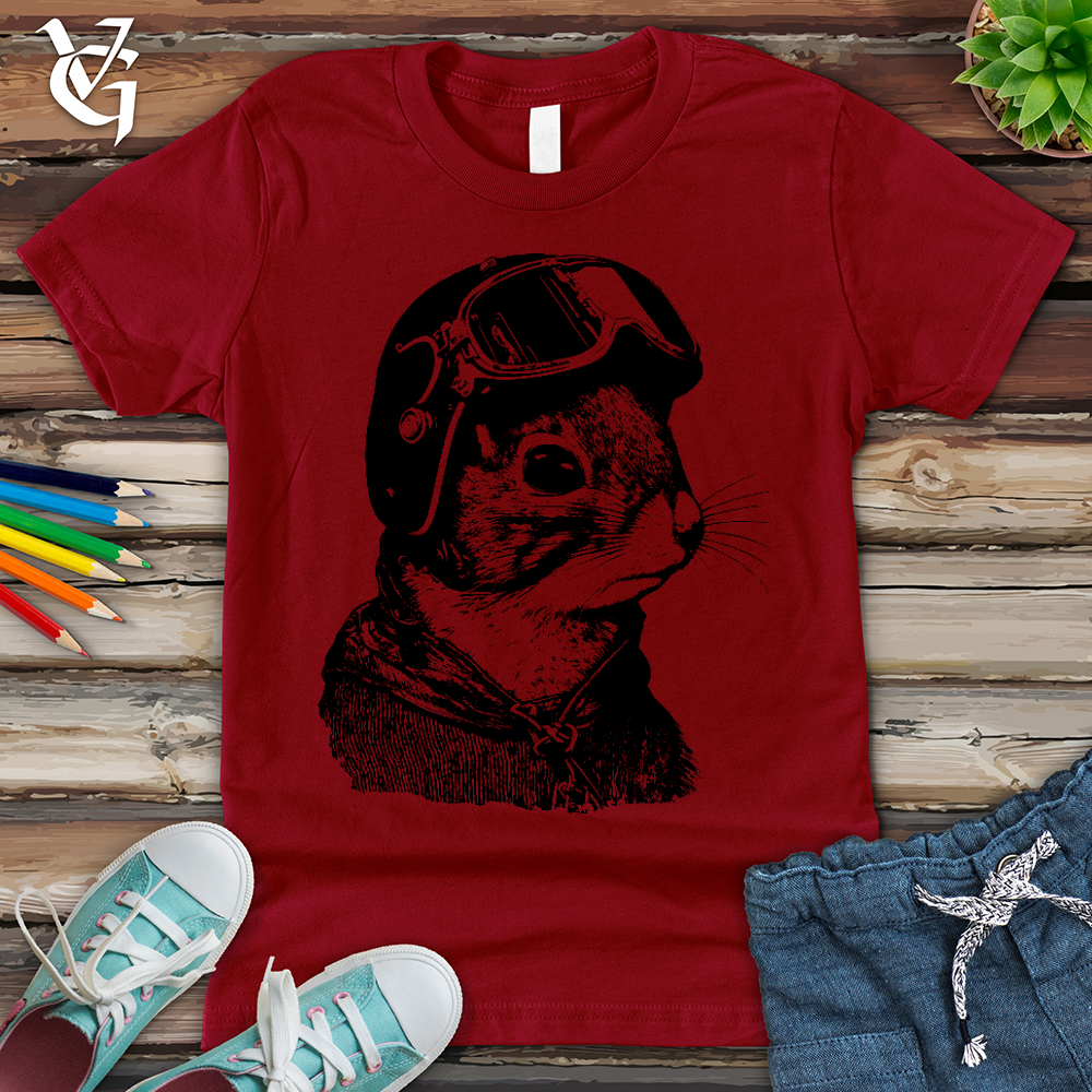 Viking Goods Squirrel Fighter Pilot Youth Tee Cardinal / L