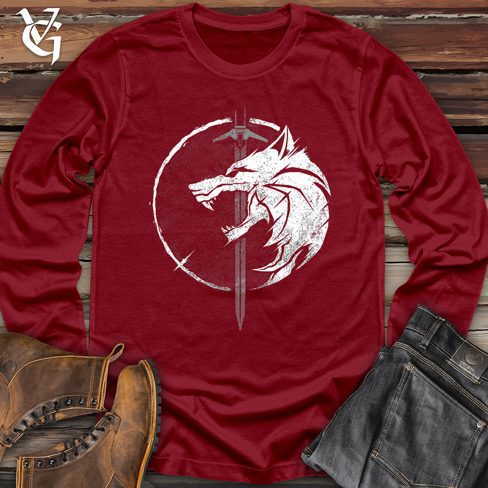 Viking Goods Sword and the Wolf Long Sleeve Cardinal / L