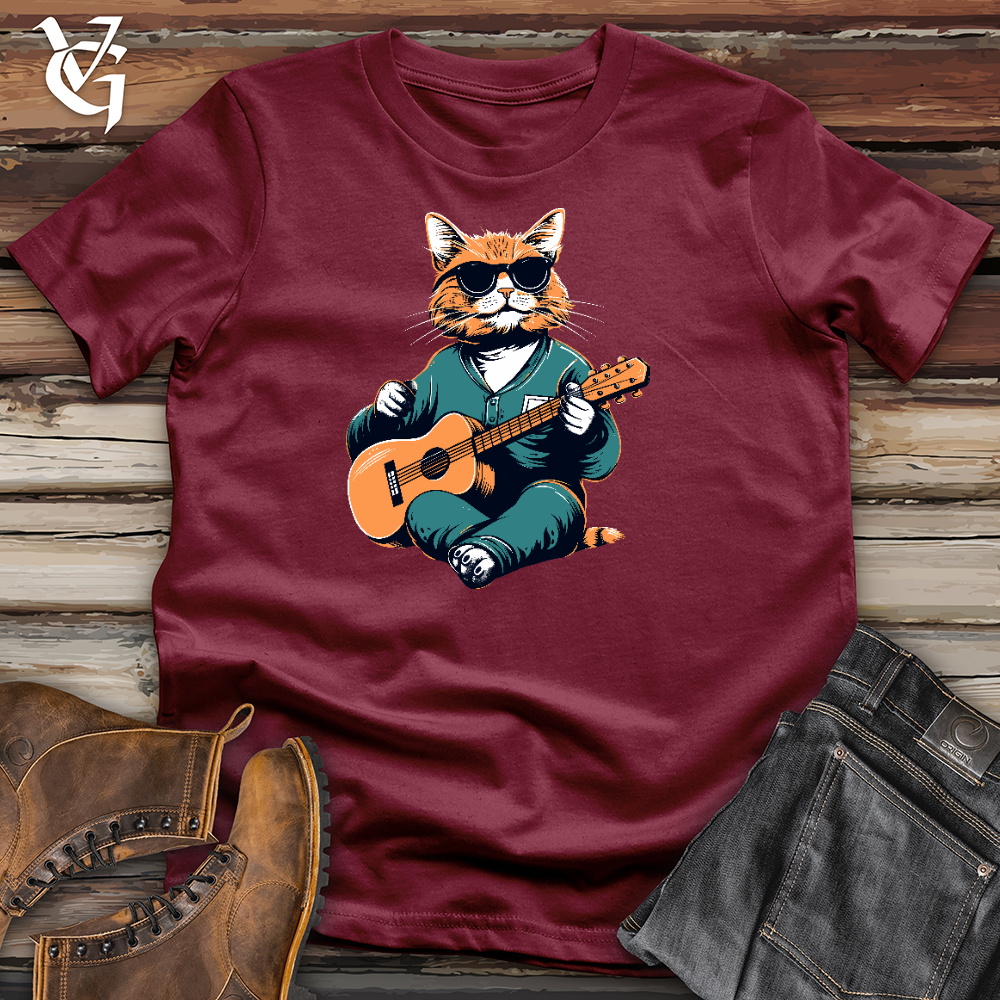 Viking Goods Ukulele Feline Groove Cotton Tee Cardinal / L