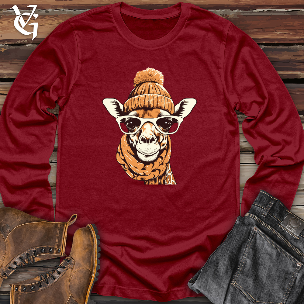 Viking Goods Vintage Pompom Snow Hat Giraffe Long Sleeve Cardinal / L