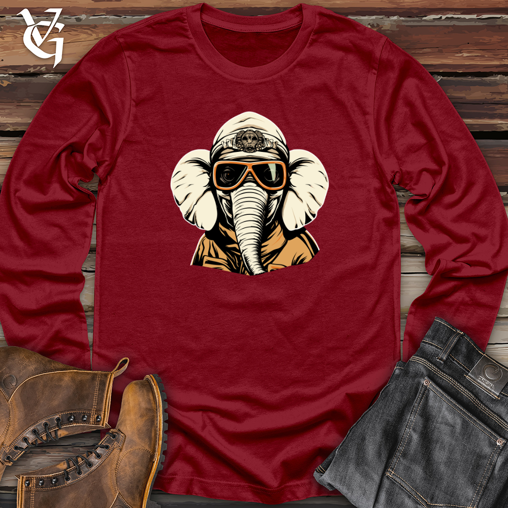 Viking Goods Vintage Ski Masked Elephant Long Sleeve Cardinal / L