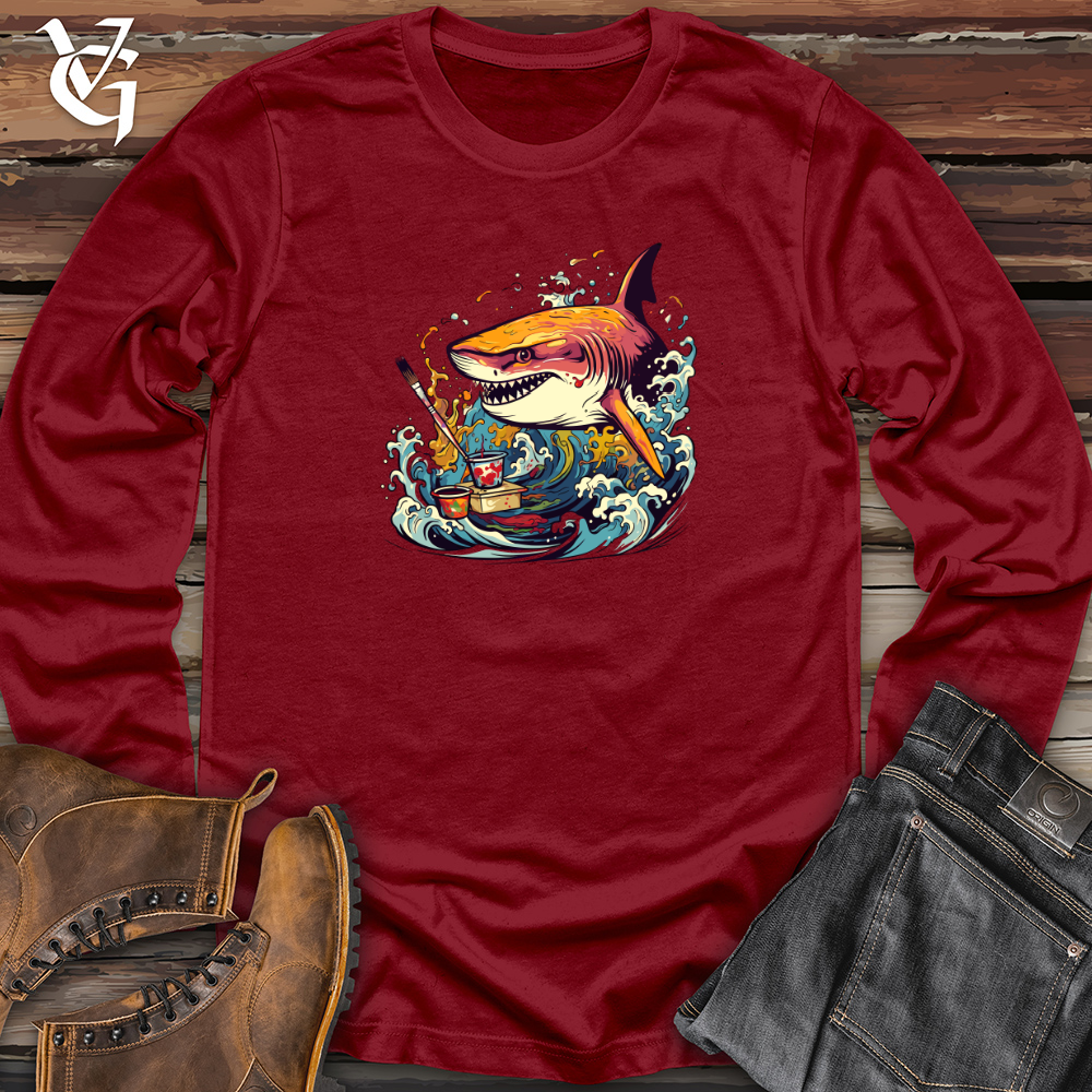 Viking Goods Vivid Seascape Shark Long Sleeve Cardinal / L