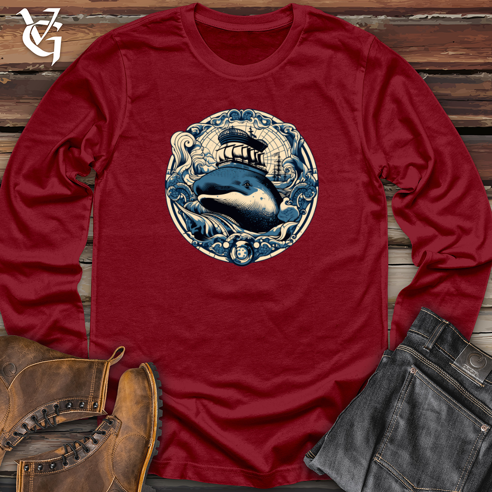 Viking Goods Whale Nautical Voyage Long Sleeve Cardinal / L