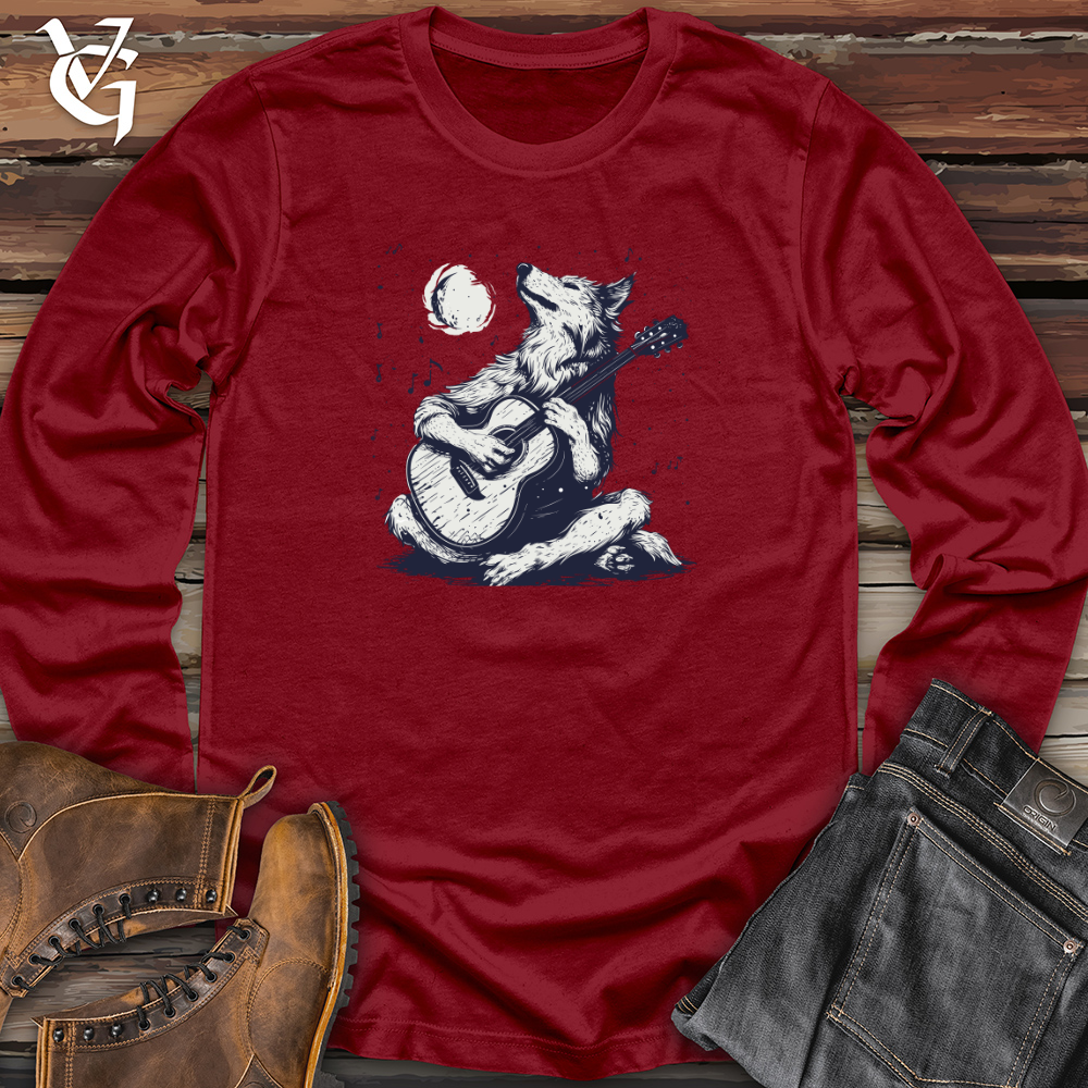 Viking Goods Wolf Moonlight Serenade Long Sleeve Cardinal / L