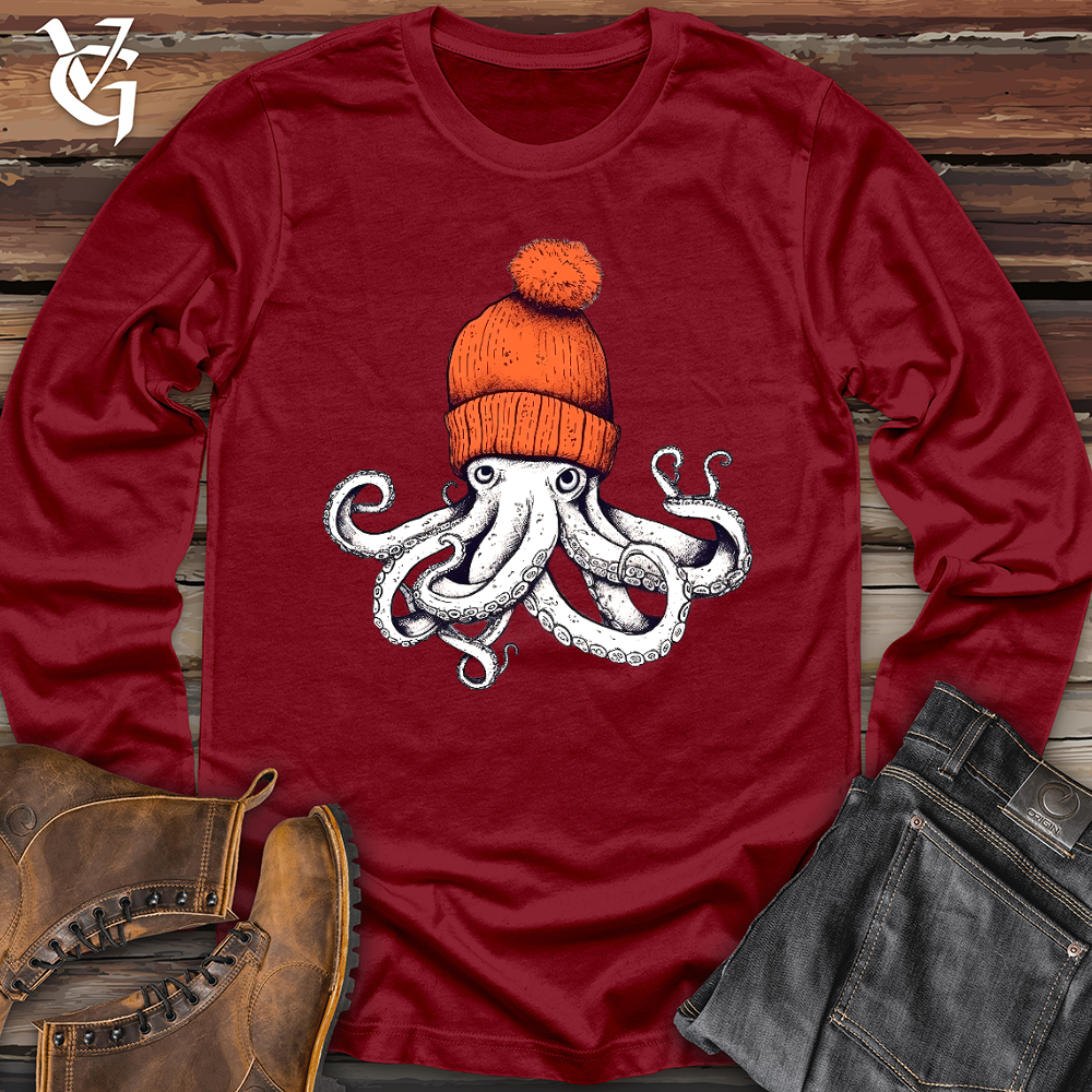 Viking Goods Octopus Orange Beanie Long Sleeve Cardinal / XS