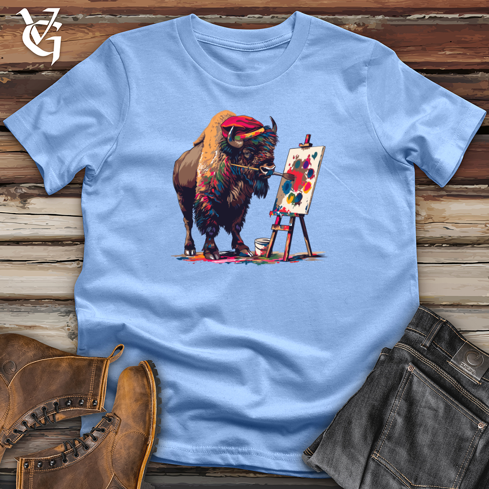 Viking Goods Bison Artist Splatter Softstyle Tee Carolina Blue / L