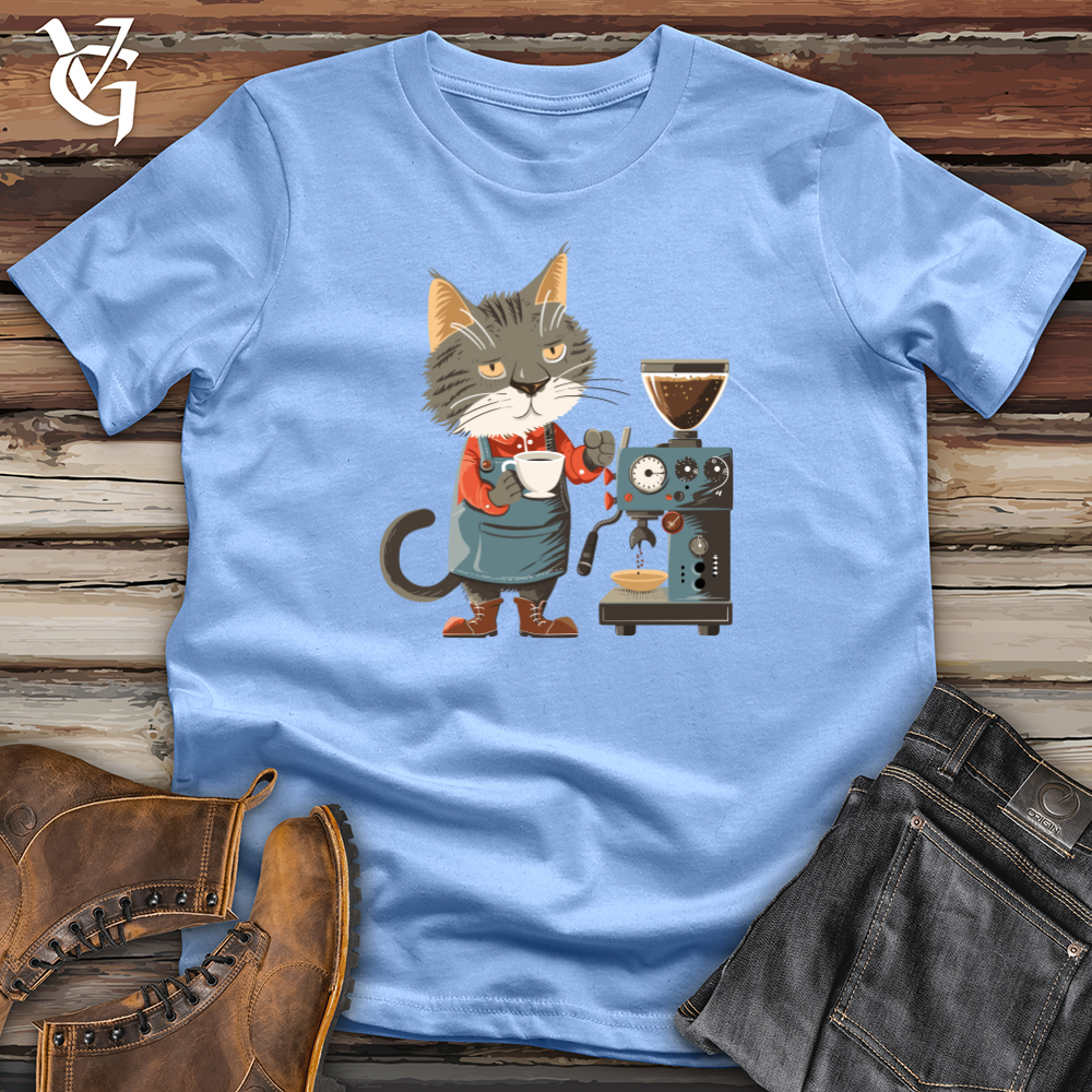 Viking Goods Cat Barista Brew Softstyle Tee Carolina Blue / L