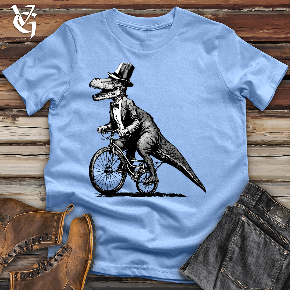 Viking Goods Dinosaur Riding a Bike Softstyle Tee Carolina Blue / L