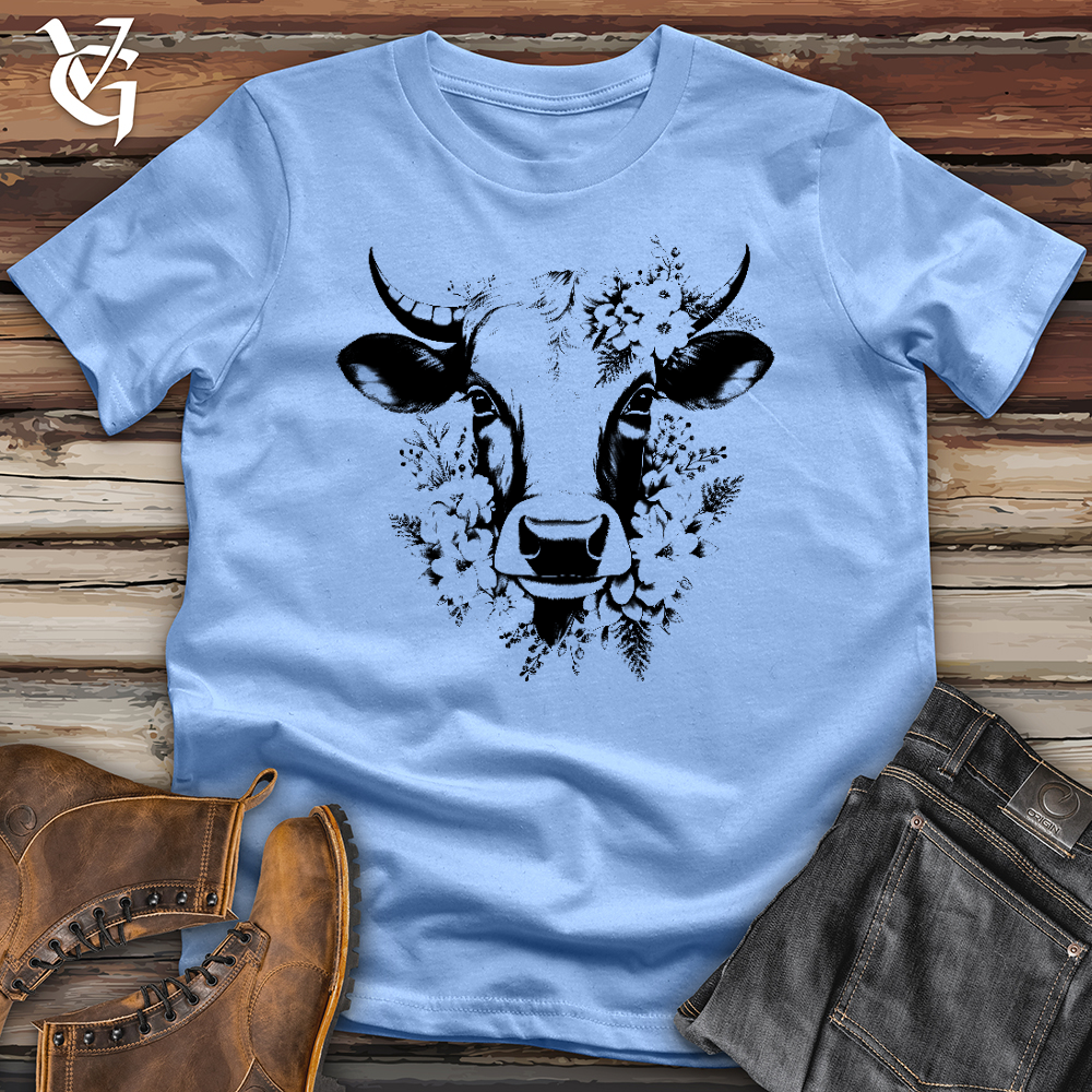 Viking Goods Floral Cow Softstyle Tee Carolina Blue / L