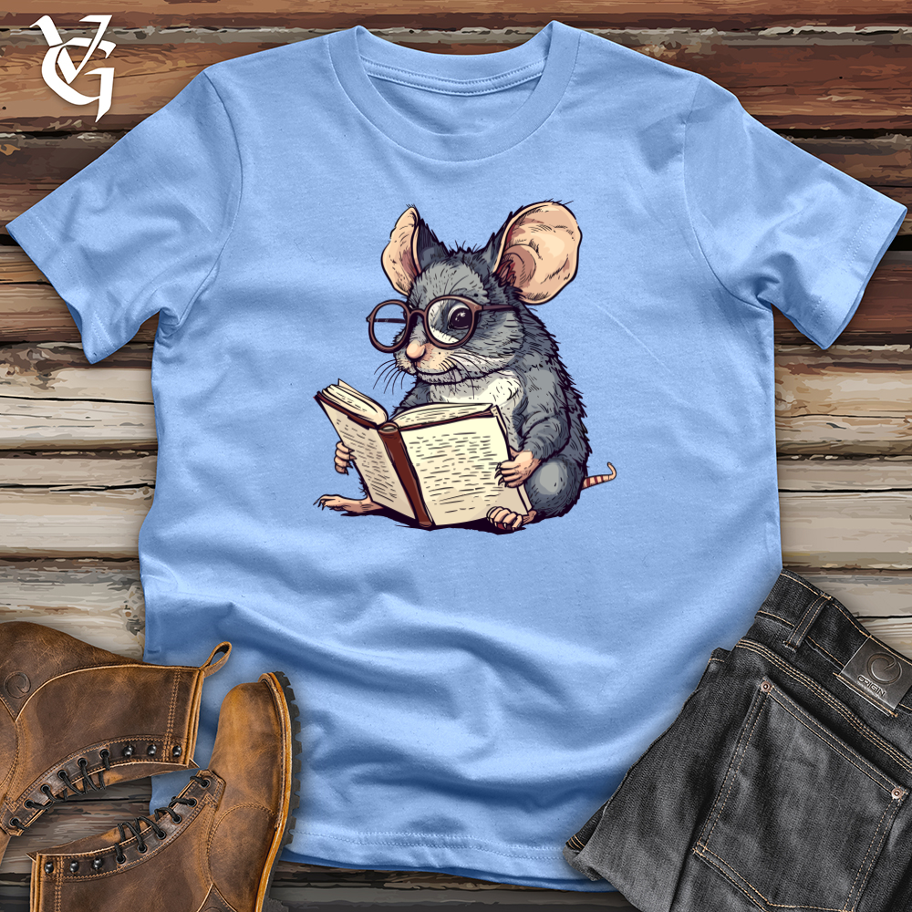 Viking Goods Mouse Bookworm Scholar Softstyle Tee Carolina Blue / L