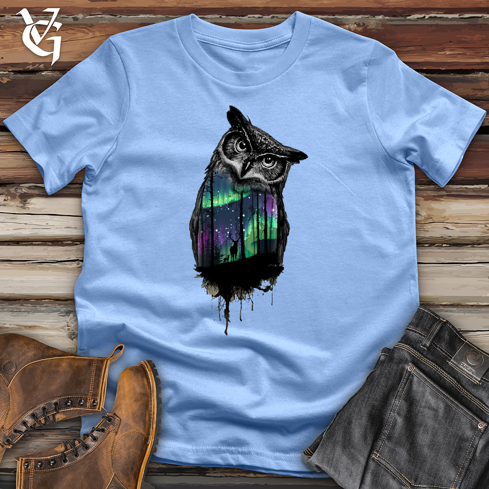 Viking Goods Northern Lights Owl Softstyle Tee Carolina Blue / L
