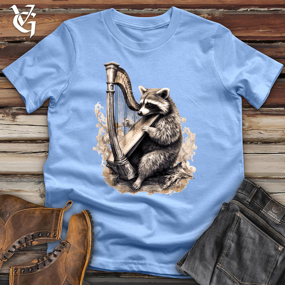 Viking Goods Raccoon Harp Player Softstyle Tee Carolina Blue / L