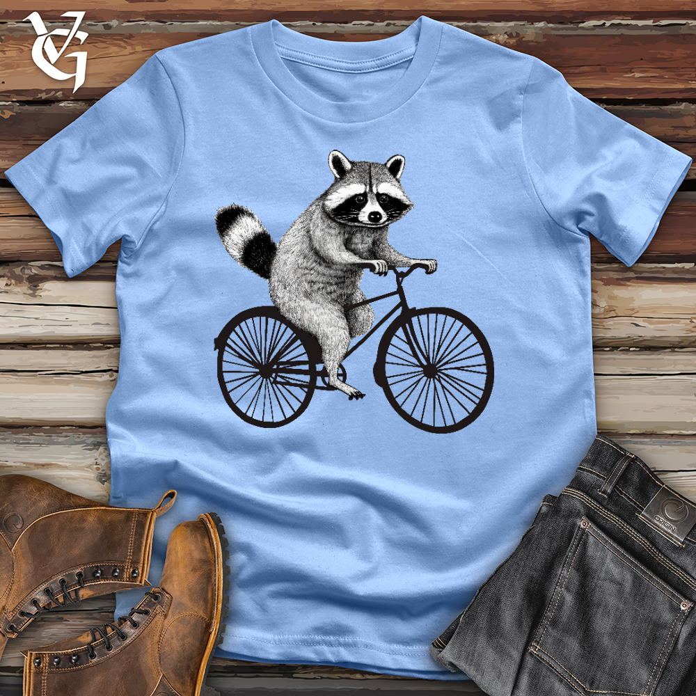 Viking Goods Raccoon on a Bike Softstyle Tee Carolina Blue / L