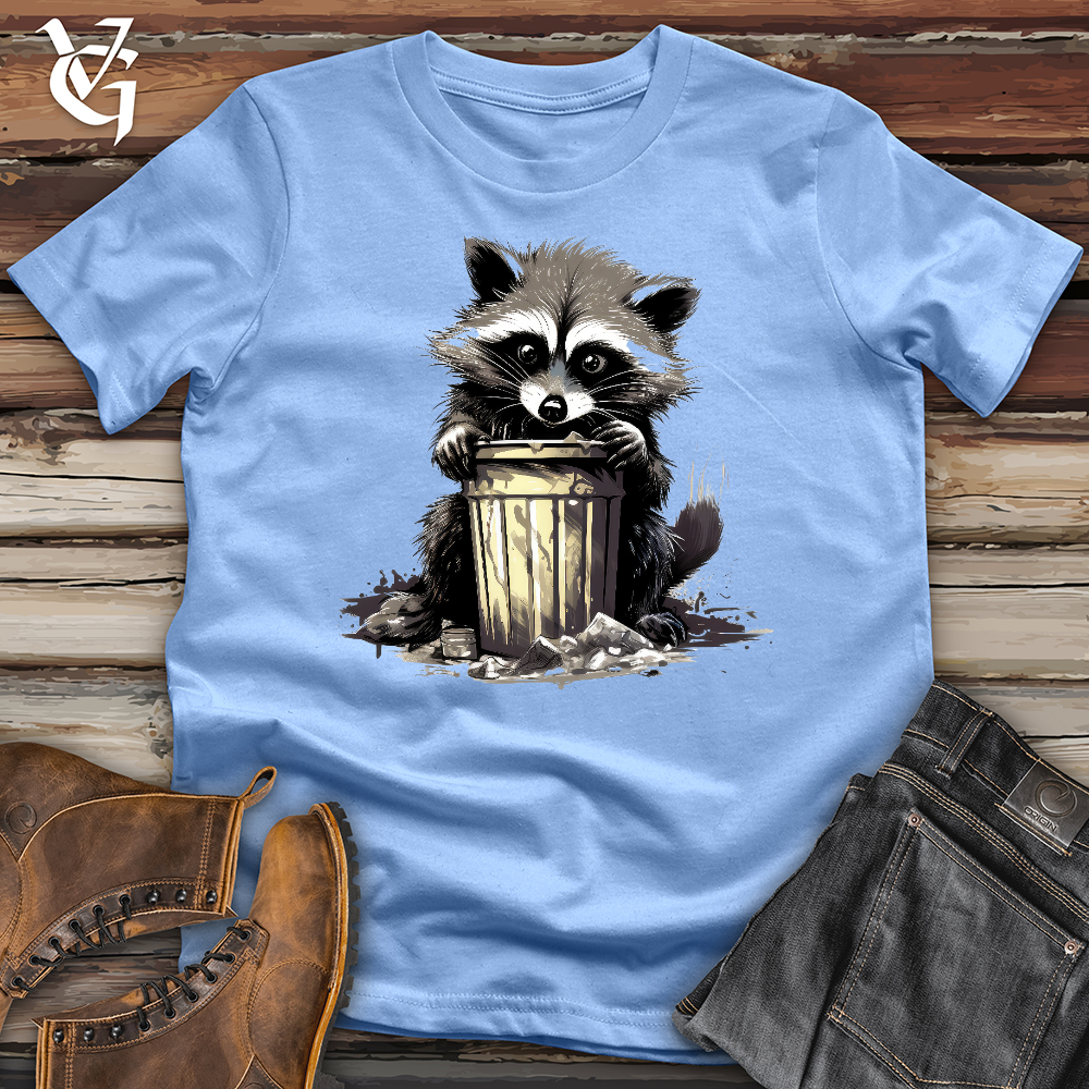 Viking Goods Raccoon Trash Can Softstyle Tee Carolina Blue / L