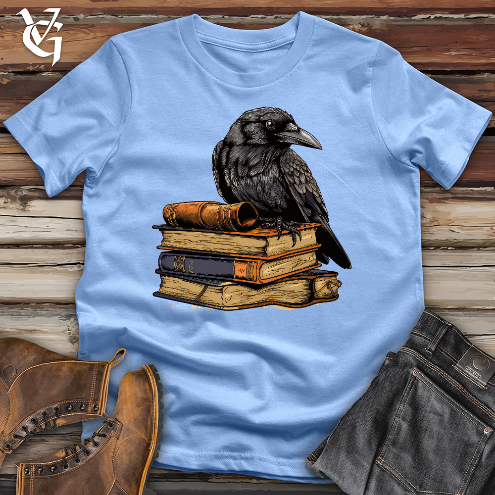 Viking Goods Raven Reading Ruler Softstyle Tee Carolina Blue / L