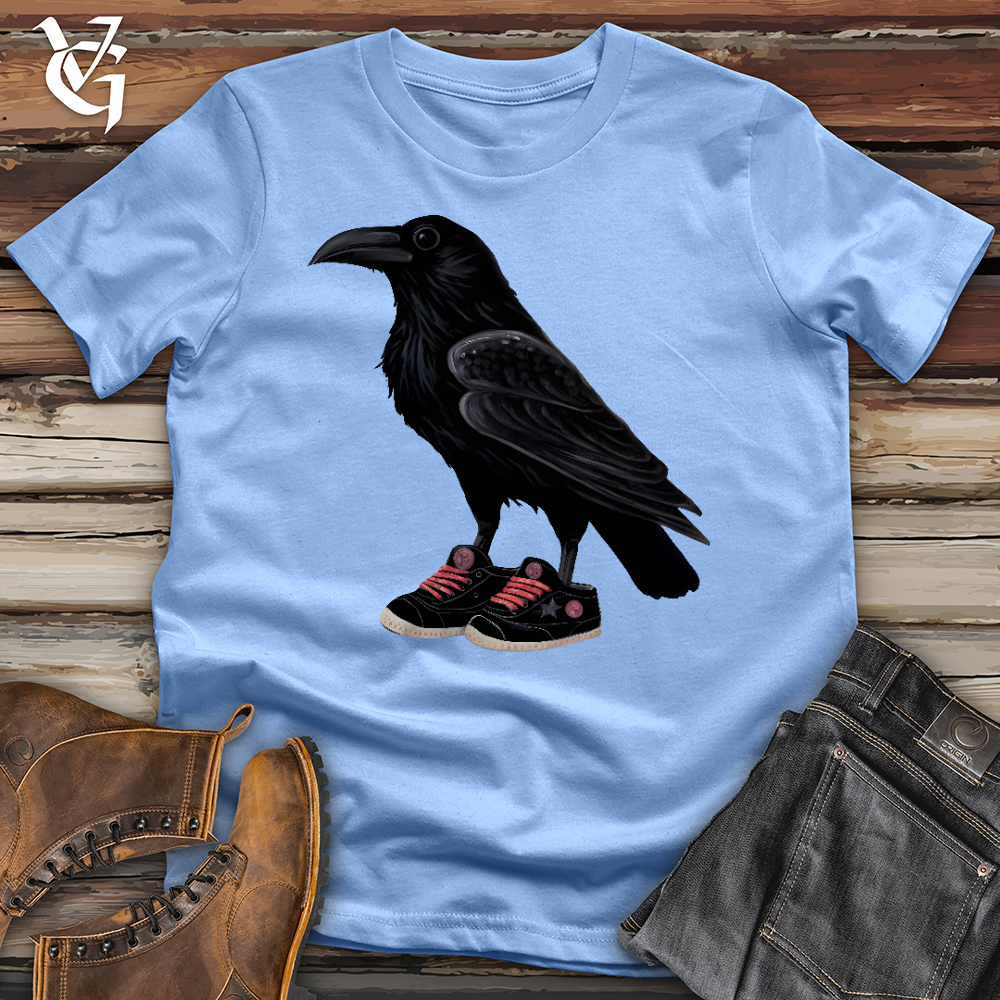 Viking Goods Raven Wearing Sneakers Softstyle Tee Carolina Blue / L