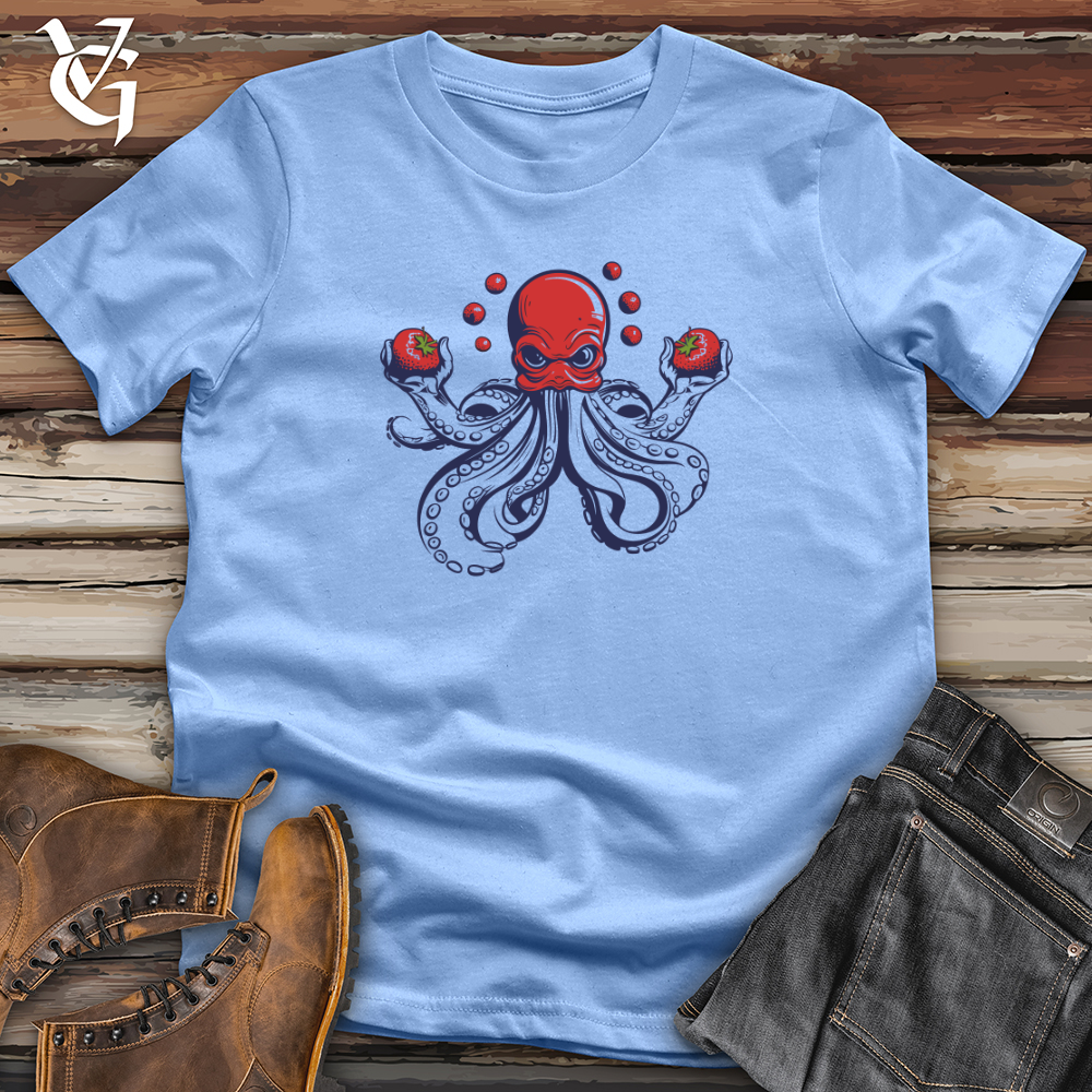Viking Goods Retro Fruit Juggling Octopus Softstyle Tee Carolina Blue / L