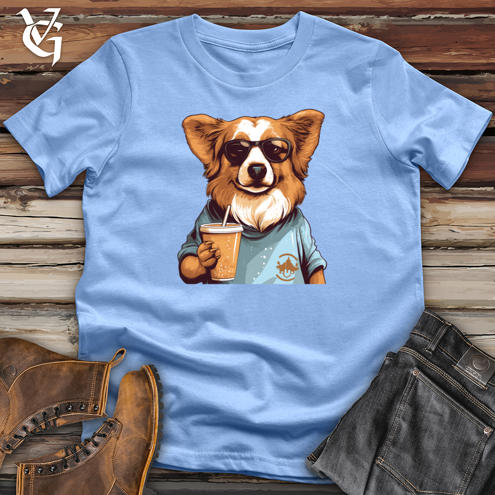 Viking Goods Retro Pawprint Corgi Softstyle Tee Carolina Blue / L