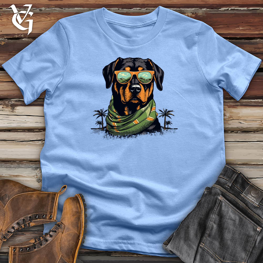 Viking Goods Rottweiler Beach Vibes Softstyle Tee Carolina Blue / L