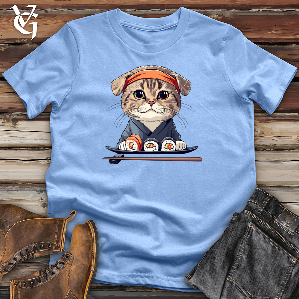 Viking Goods Sushi Master Cat Softstyle Tee Carolina Blue / L