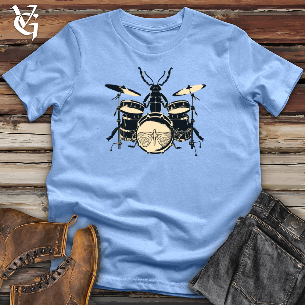 Viking Goods Vintage Drumming Beetle Softstyle Tee Carolina Blue / L