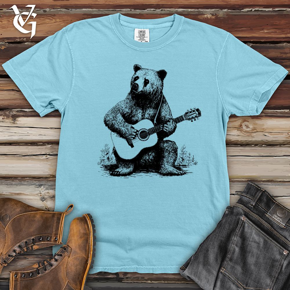 Viking Goods Bear Guitarist Heavy Cotton Comfort Colors Tee Chambray / L