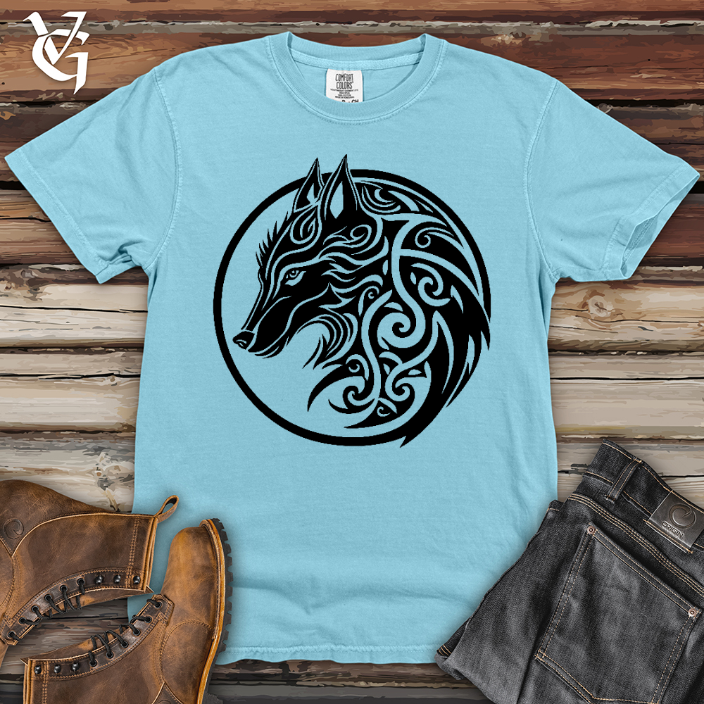 Viking Goods Celtic Wolf Art Heavy Cotton Comfort Colors Tee Chambray / L