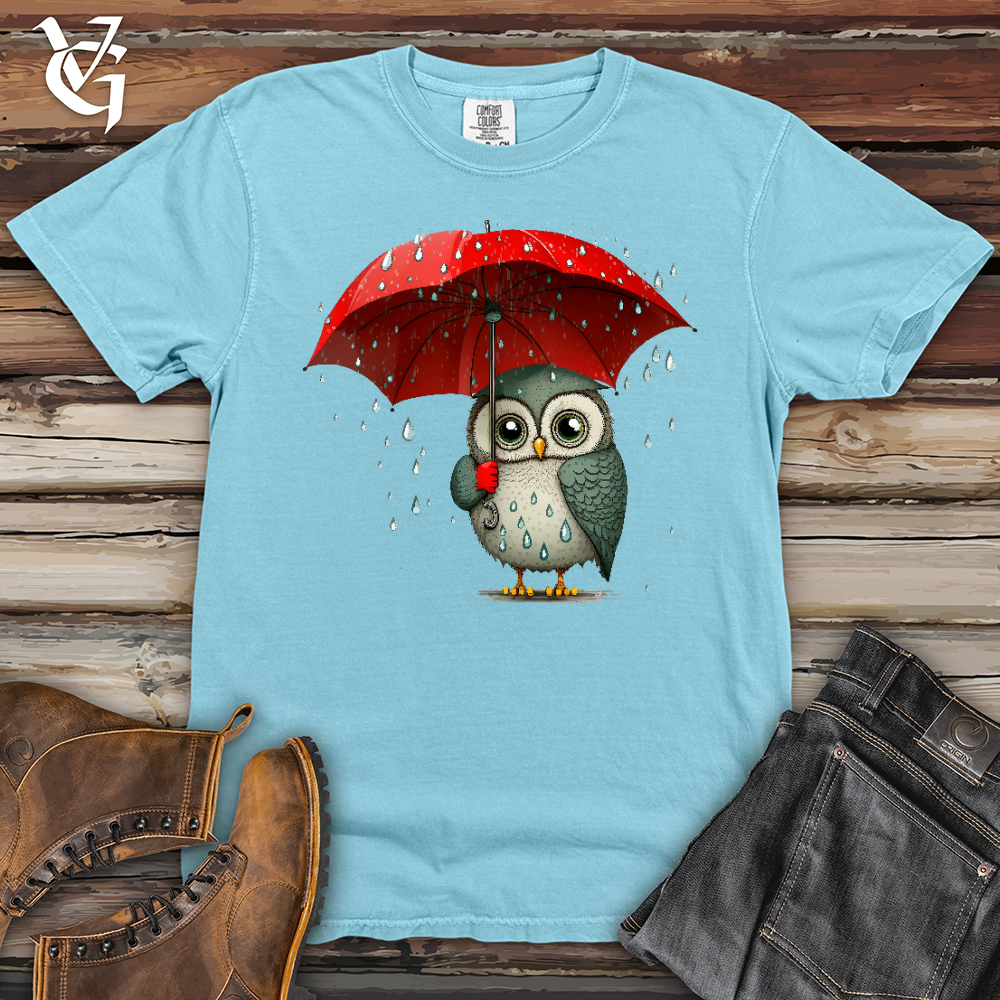 Viking Goods Owl In The Rain Heavy Cotton Comfort Colors Tee Chambray / L