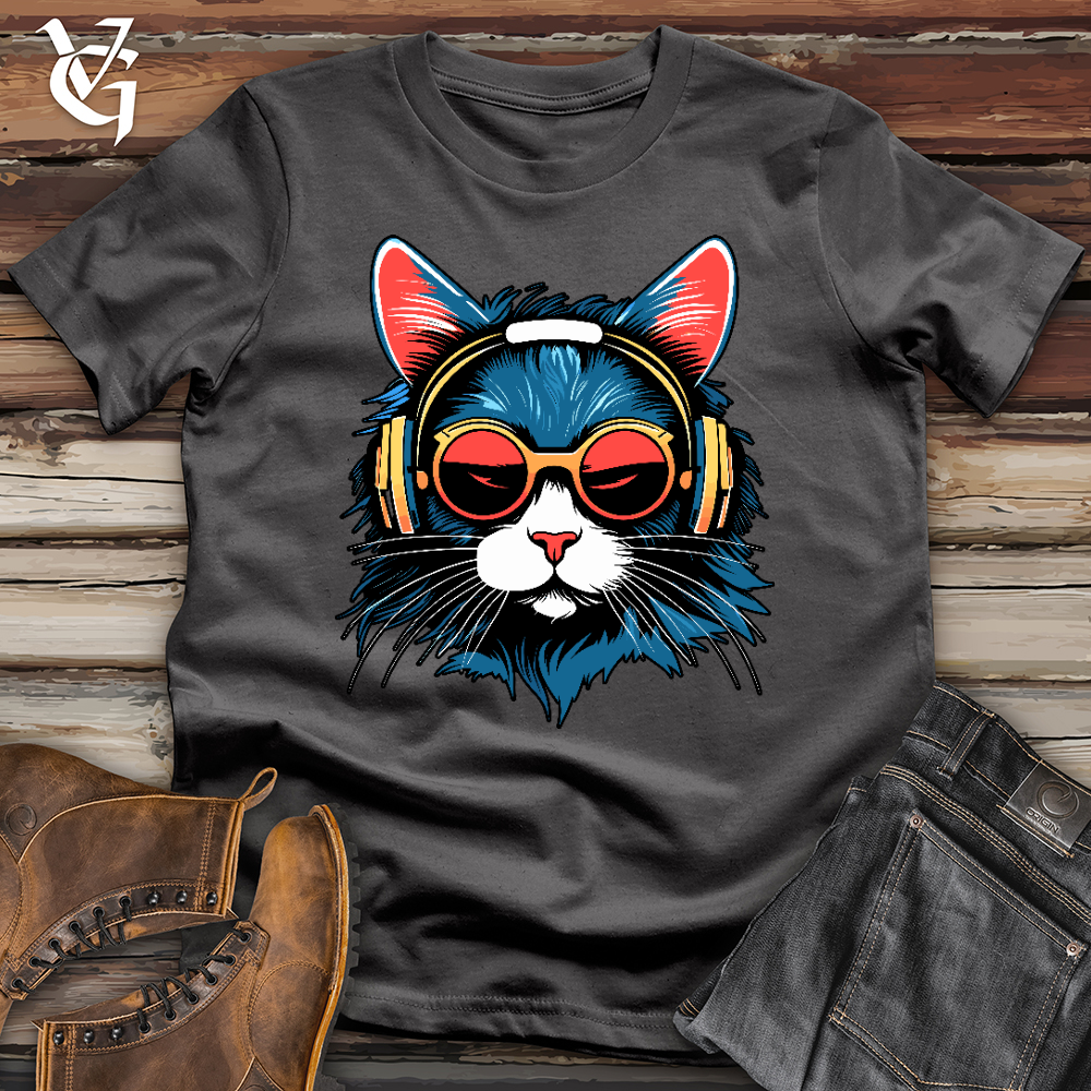 Viking Goods A Cat Wearing Sunglasses and Headphone Softstyle Tee Charcoal / L