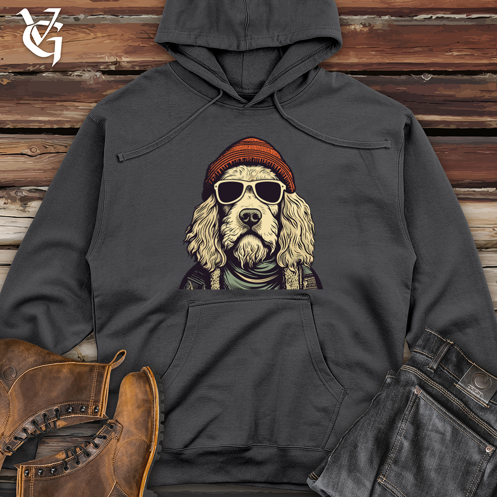 Viking Goods Beanie Rocking Doodle Dog Midweight Hooded Sweatshirt Charcoal / L