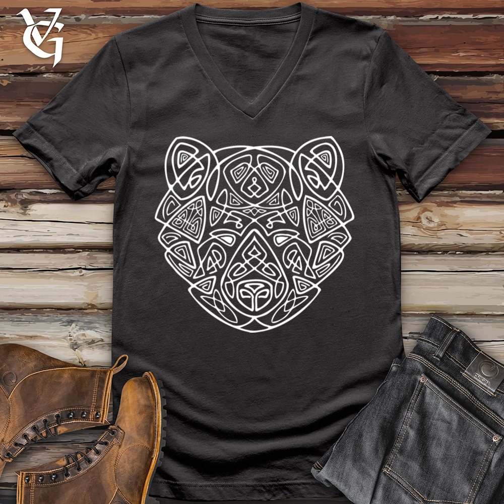 Viking Goods Bear Head Celtic Style V-Neck Charcoal / L