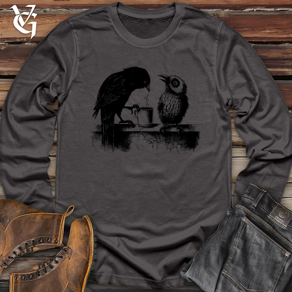 Viking Goods Birds Coffee Break Softstyle Long Sleeve Charcoal / L