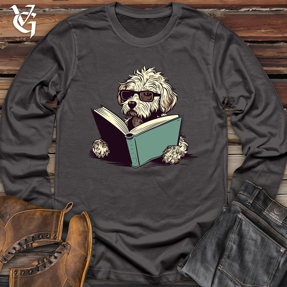 Viking Goods Book Lover Doodle Pooch Softstyle Long Sleeve Charcoal / L