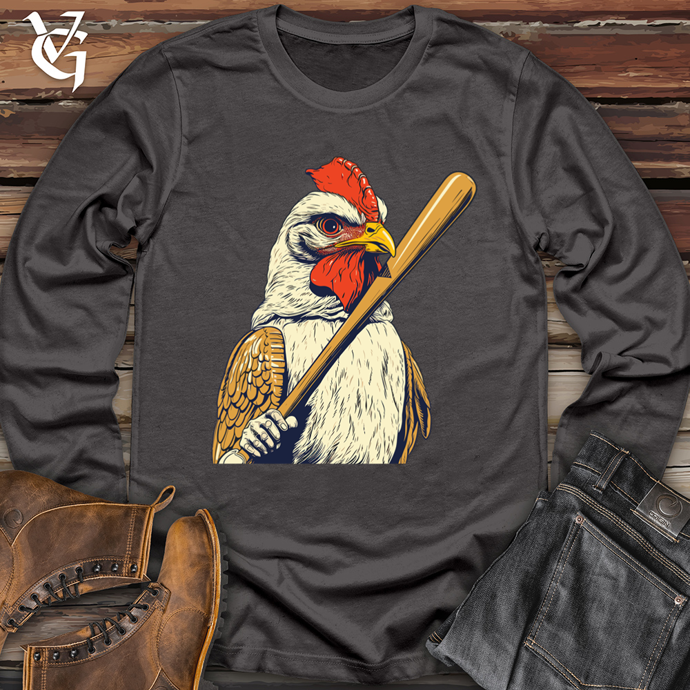 Viking Goods Chicken Swing Baseball Softstyle Long Sleeve Charcoal / L