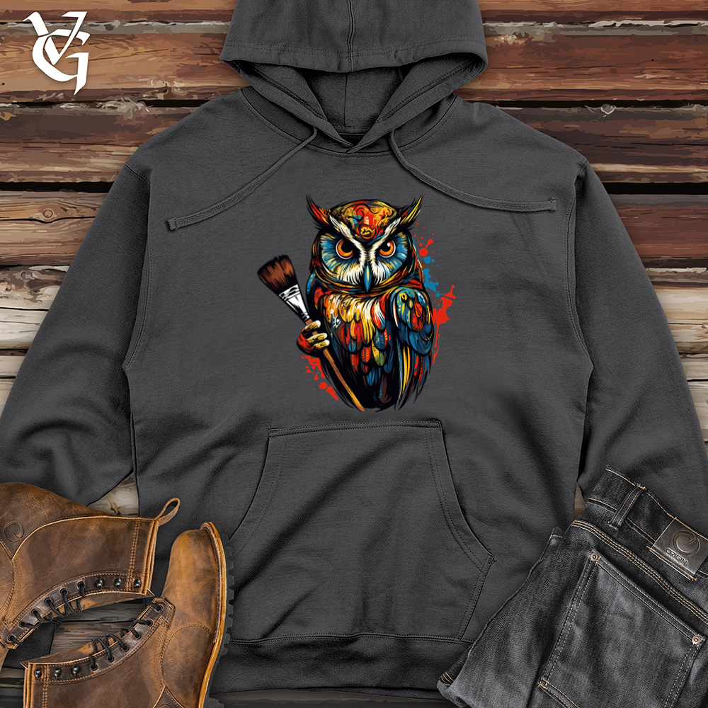 Viking Goods Classic Painter Owl 01 Midweight Hooded Sweatshirt Charcoal / L