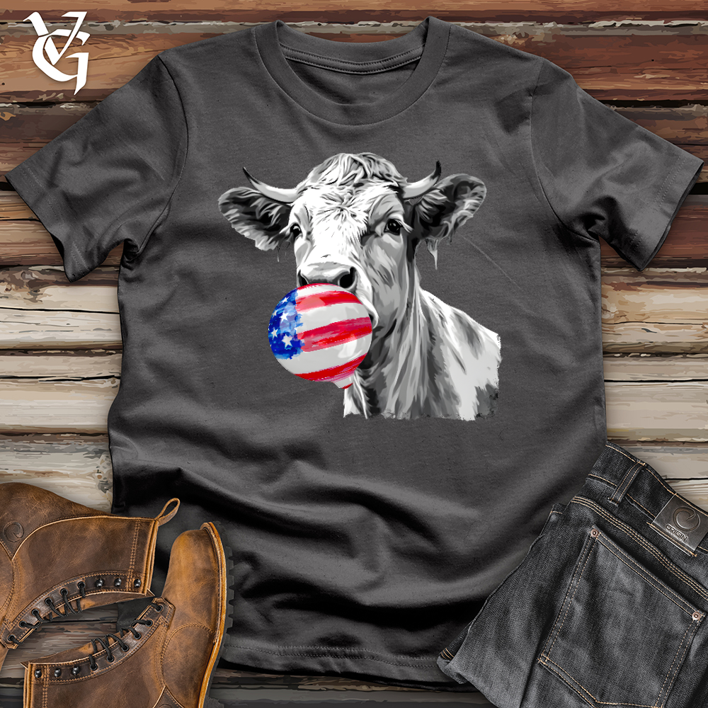 Viking Goods Cow and a Usa Flag Gum Softstyle Tee Charcoal / L