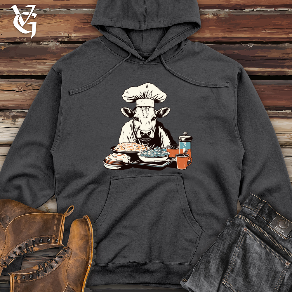 Viking Goods Cow Culinary Delight Midweight Hooded Sweatshirt Charcoal / L