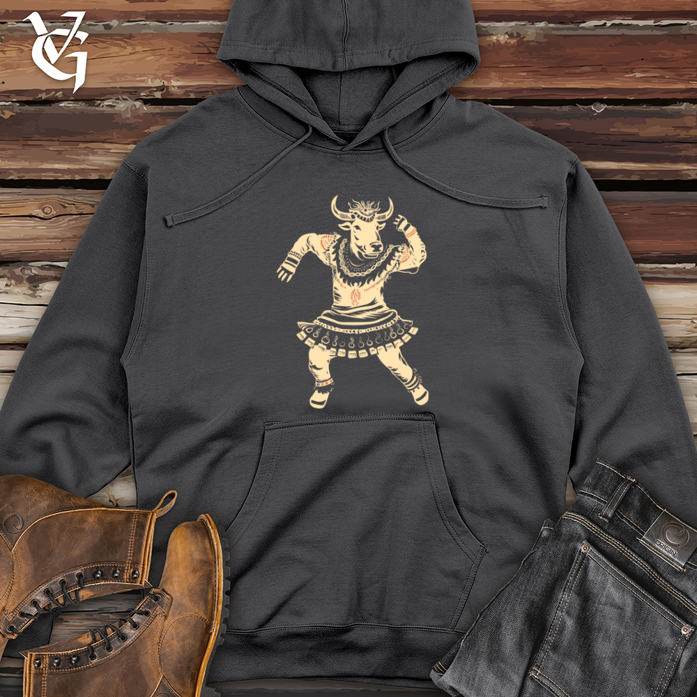 Viking Goods Cow Tribal Dance Midweight Hooded Sweatshirt Charcoal / L