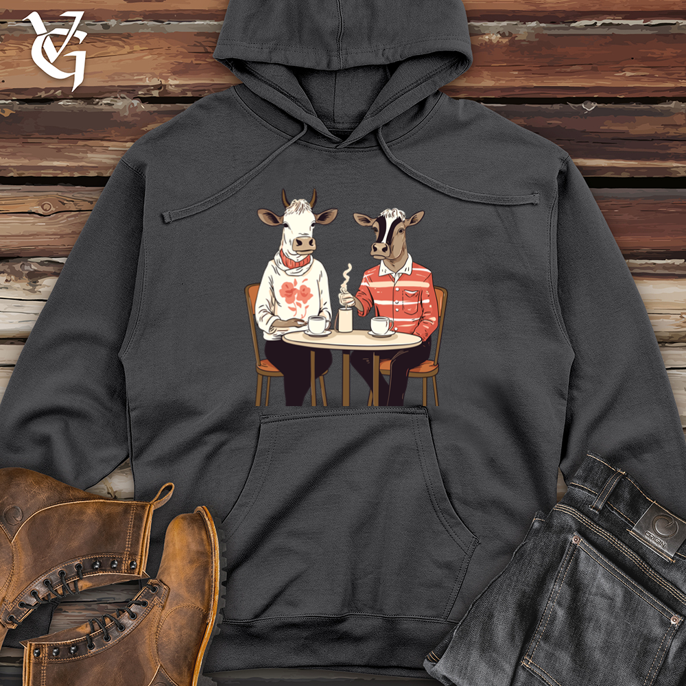 Viking Goods Cows Coffee Date Midweight Hooded Sweatshirt Charcoal / L