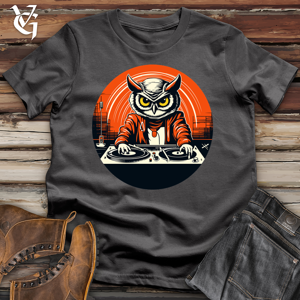 Viking Goods Dj Owl Making Techno Music Softstyle Tee Charcoal / L