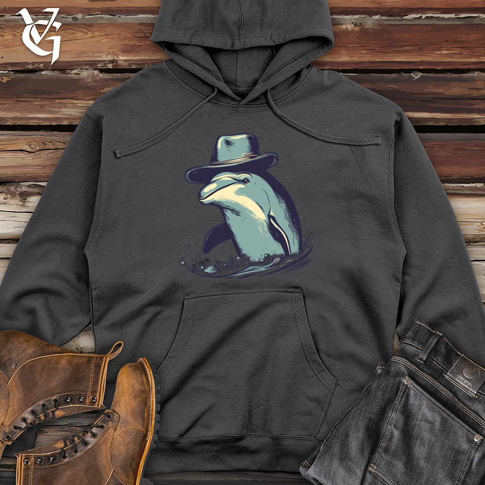 Viking Goods Dolphin Cowboy Ripples Midweight Hooded Sweatshirt Charcoal / L
