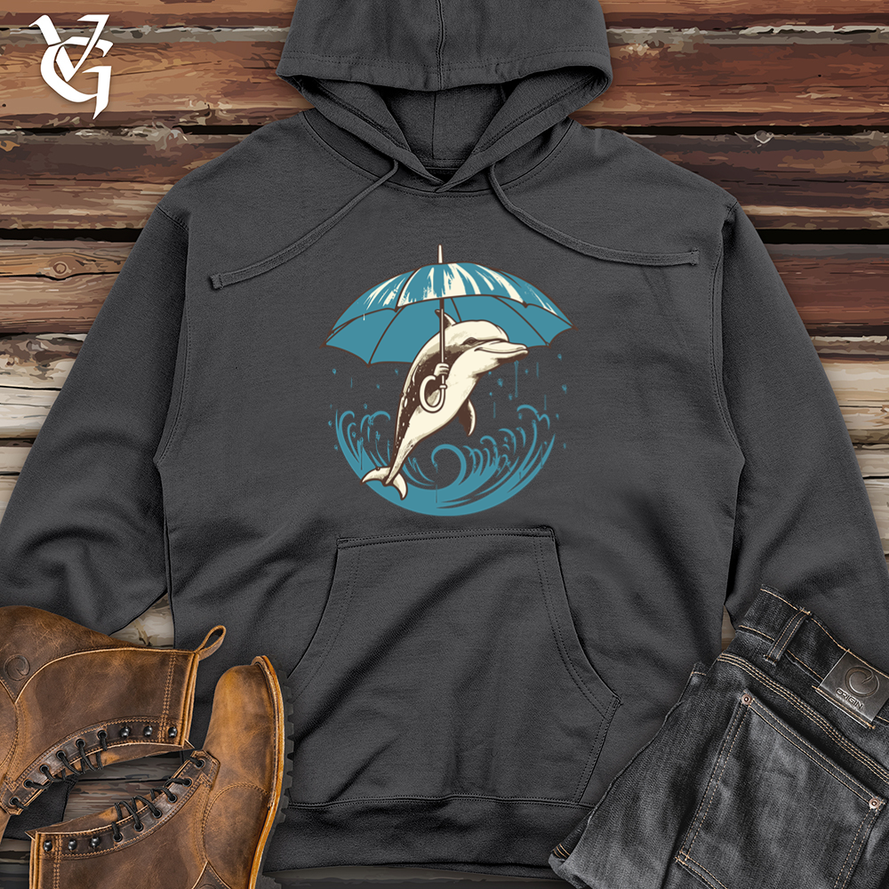 Viking Goods Dolphin Ocean Drizzle Umbrella Oasis Midweight Hooded Sweatshirt Charcoal / L